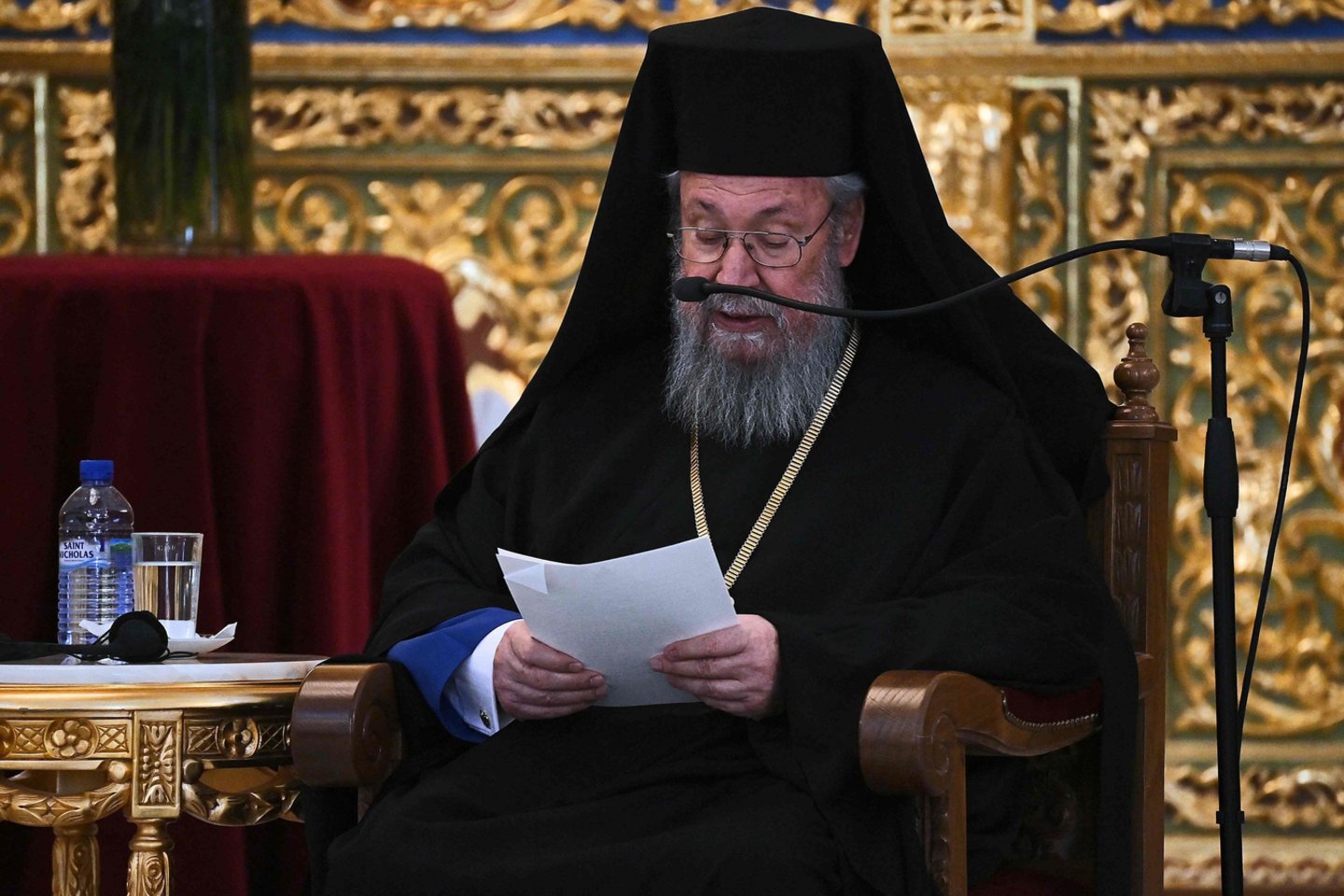 Kipro Ortodoksų Bažnyčios vadovas arkivyskupas Chrizostomas II.<br>AFP/Scanpix nuotr.
