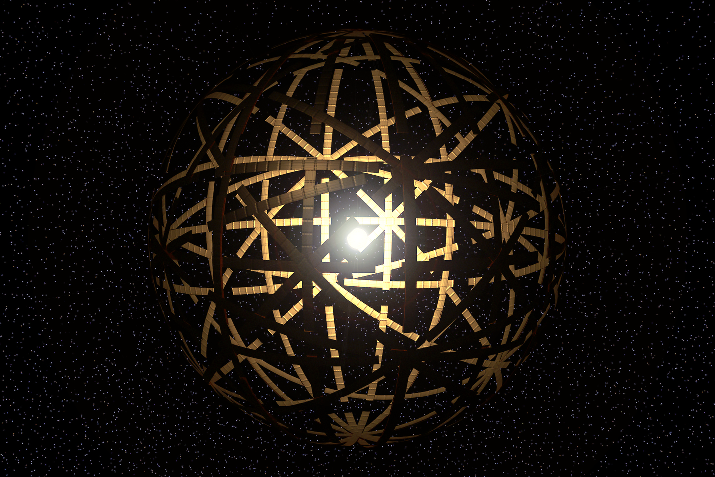  Dalinė Dysono sfera, arba Dysono spiečius – nemenką žvaigždės paviršiaus dalį užstojantis megastruktūrų kompleksas.<br> Wikimedia commons