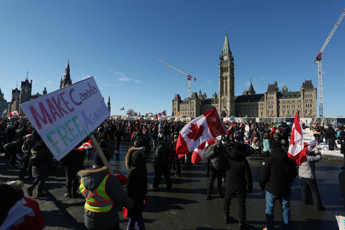 Protestas Kanados sostinėje Otavoje.<br>AFP/Scanpix nuotr.