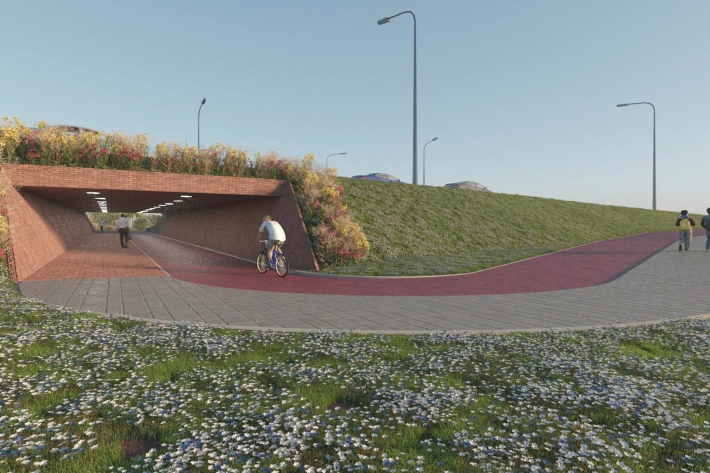 Sostinės savivaldybė informuoja apie planus ties „Litexpo“ parodų centru, po Laisvės prospektu, įrengti požeminę pėsčiųjų perėją su dviračių taku.<br>Vizual.