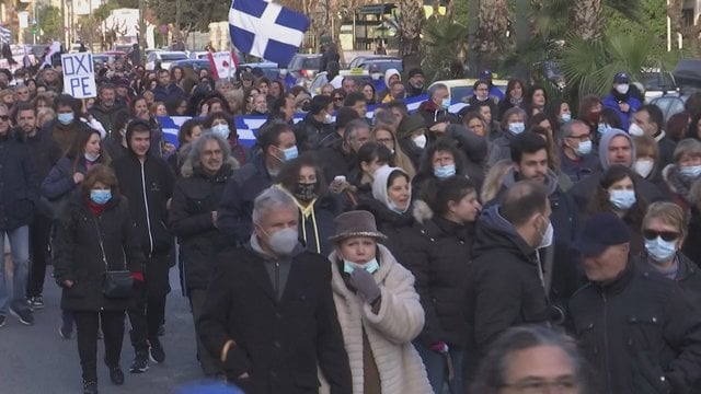 Graikijoje – sveikatos priežiūros darbuotojų protestas: reikalavo, kad leistų grįžti į darbą nepasiskiepijus