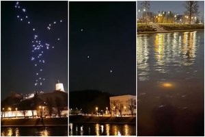 Aiškėja, kodėl keliolika dronų Vasario 16-osios pasirodymą baigė Neryje: savivaldybė už reginį nemokės