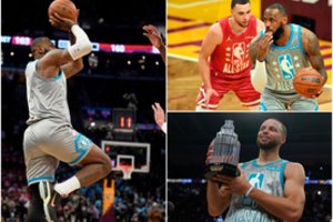 NBA „Visų žvaigždžių“ mačas: Stepheno Curry tritaškių lietaus rekordas ir LeBrono Jameso pergalinga „vinis“