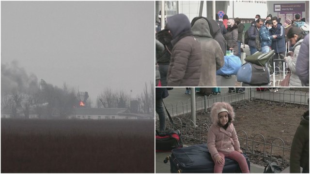 Užfiksavo Ukrainos oro uostų bombordavimą: keleiviai neturi, kur prisiglausti