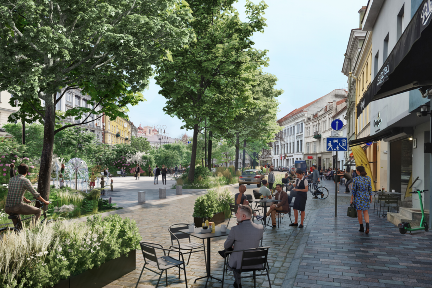 Miestiečiams pagaliau pristatyti svarbiausios sostinėje pėsčiųjų gatvės – Vokiečių gatvės – rekonstrukcijos projektiniai pasiūlymai.<br>Vizual.