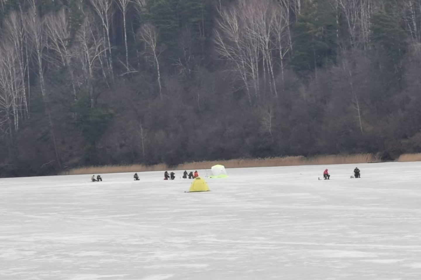  Žalieji ežerai. Žvejai ant ledo.<br> Skaitytojo nuotr.