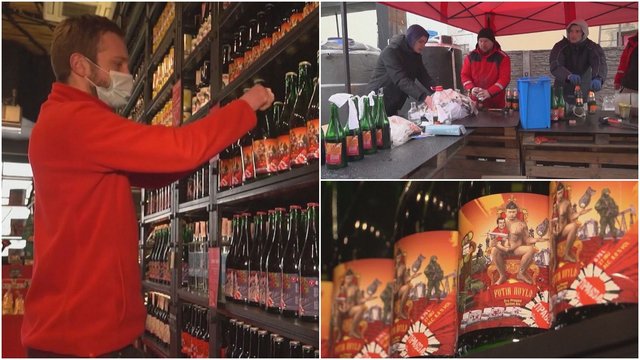 Lvovo mieste alaus darykla pradėjo gaminti Molotovo kokteilius: ant etiketės – V. Putino atvaizdas