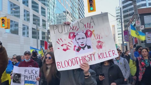 Protestas Toronte: minios žmonių ragino Vakarus daryti daugiau, kad karas būtų sustabdytas