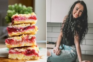 Greitai pagaminamas trupininis pyragas su vaisiais pagal Karinos receptą