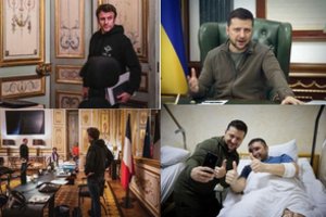 Emmanuelis Macronas kardinaliai pakeitė įvaizdį: stiliaus įkvėpimo semiasi iš Volodymyro Zelenskio