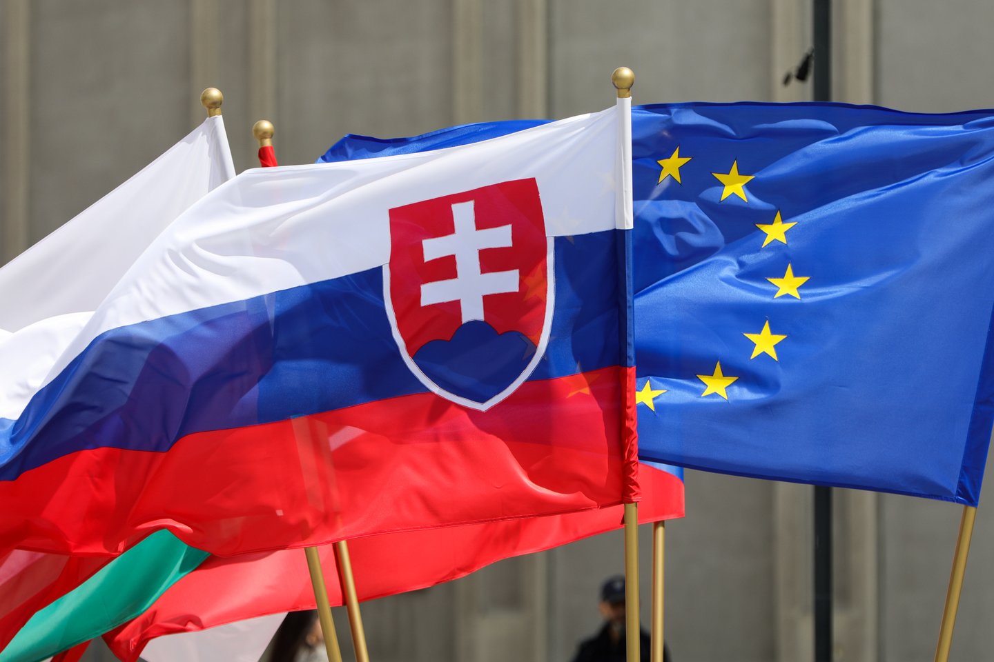 Slovakijos ir Europos Sąjungos vėliavos.<br>ZUMA Press/Scanpix nuotr.