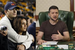 V. Zelenskis kalbėjosi su Ukrainoje gimusia M. Kunis ir A. Kutcheriu: neslėpė dėkingumo 