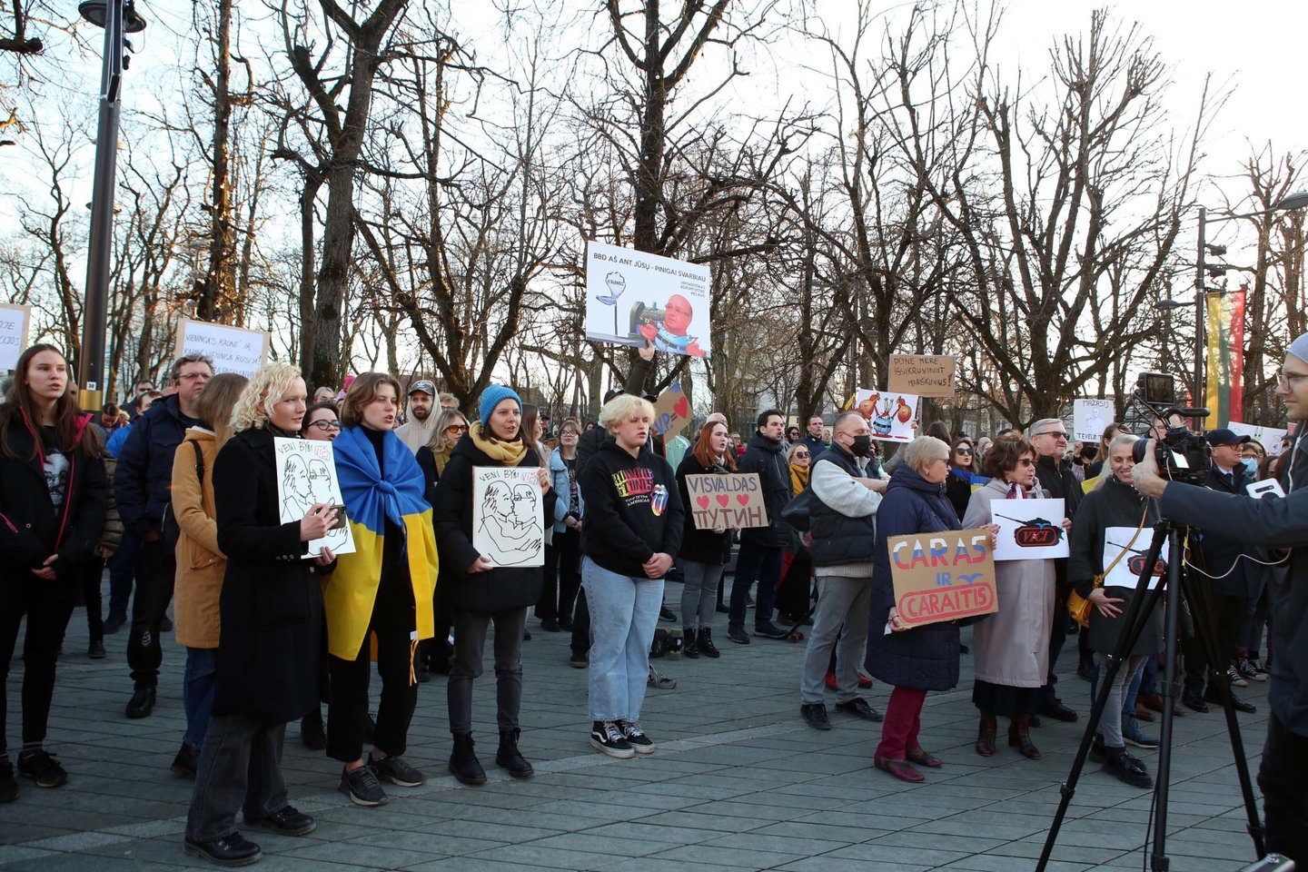  Protesto akcija prie Kauno savivaldybės.<br> M.Patašiaus nuotr.