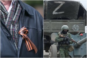 Seimo taikiklyje autoritarinių režimų simboliai: ne tik Georgijaus juosta, „Z“, bet ir V raidė