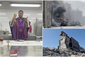 Ukrainos siaubą iš arti regintis popiežiaus pasiuntinys V. Kulbokas nepalieka Kijevo: šv. Mišias aukoja ir rūsyje