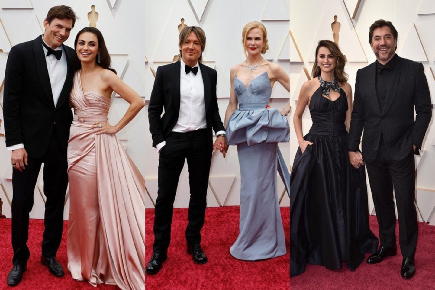  Iš kairės: Mila Kunis ir Ashtonas Kutcheris, Keithas Urbanas ir Nicole Kidman bei Javieras Bardemas ir Penelope Cruz.<br> Scanpix nuotr.