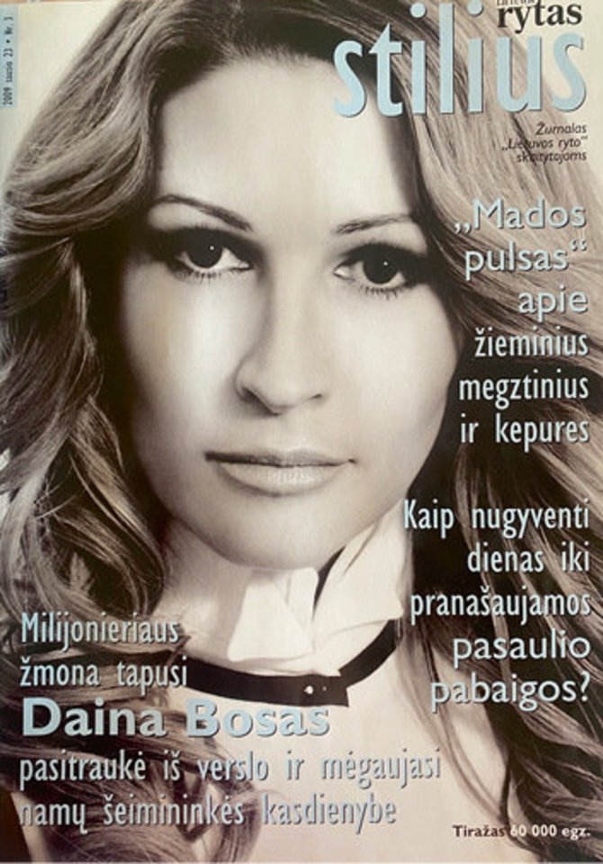 2009-ųjų sausio 23 dieną Daina Bosas puošė „Lietuvos ryto“ žurnalo „Stilius“ viršelį.<br> LR archyvo nuotr.