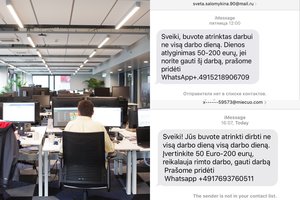 Gyventojus ragina neapsigauti – sukčiai siunčia žinutes su darbo pasiūlymais