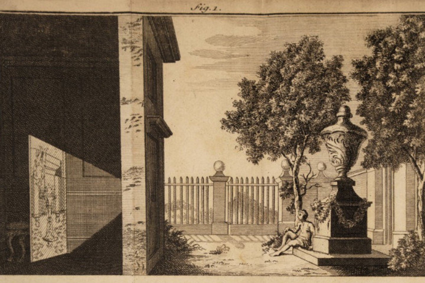  Camera obscura principas, kaip parodyta Jameso Ayscougho knygoje „Trumpas pasakojimas apie akis ir regėjimo prigimtį“, (1755).