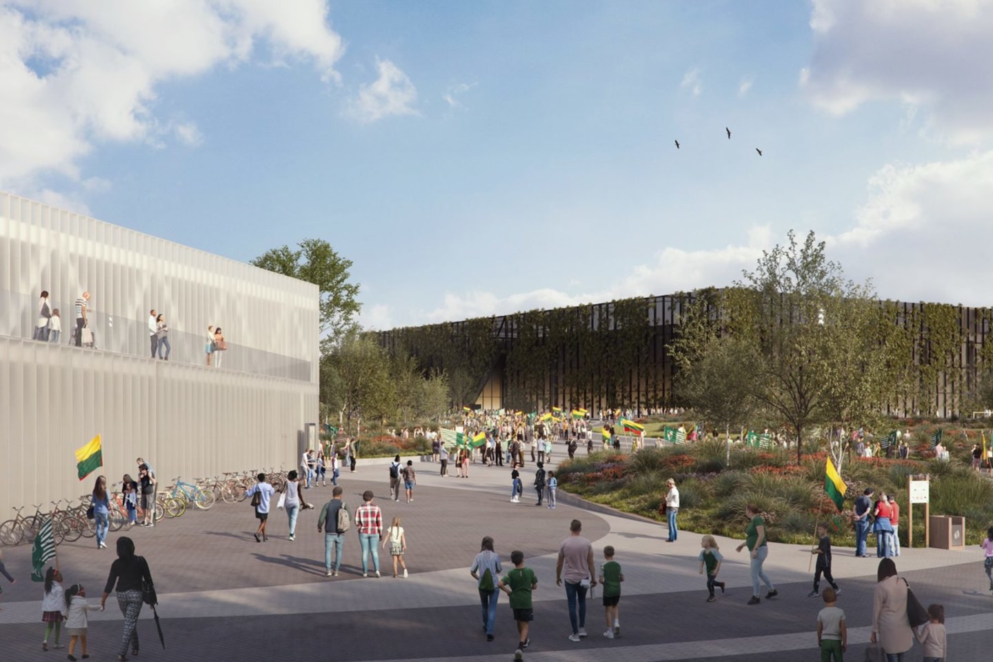 Nacionalinio stadiono Vilniuje koncesininkai bendrovė „BaltCap“ ir partneriai „Cloud architektai“ atnaujino daugiafunkcės sporto bei kultūros erdvės ant Šeškinės kalvos projekto vizualizacijas.<br>Vizual.