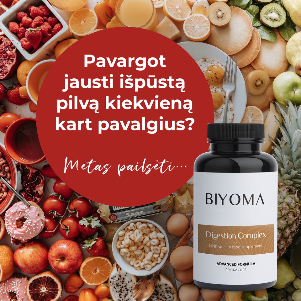 BIYOMA „Digestion Complex“ – unikalios sudėties aukščiausios kokybės maisto papildas virškinimui.