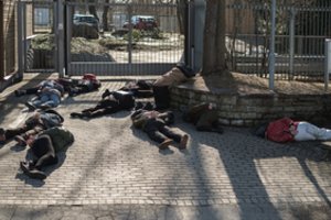 Prie Vokietijos ambasados Estijoje surengtas protestas prieš karą Ukrainoje