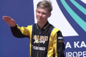 Rusas į varžybas prasmuko kaip italų komandos narys ir pergalę šventė rodydamas nacistinį gestą