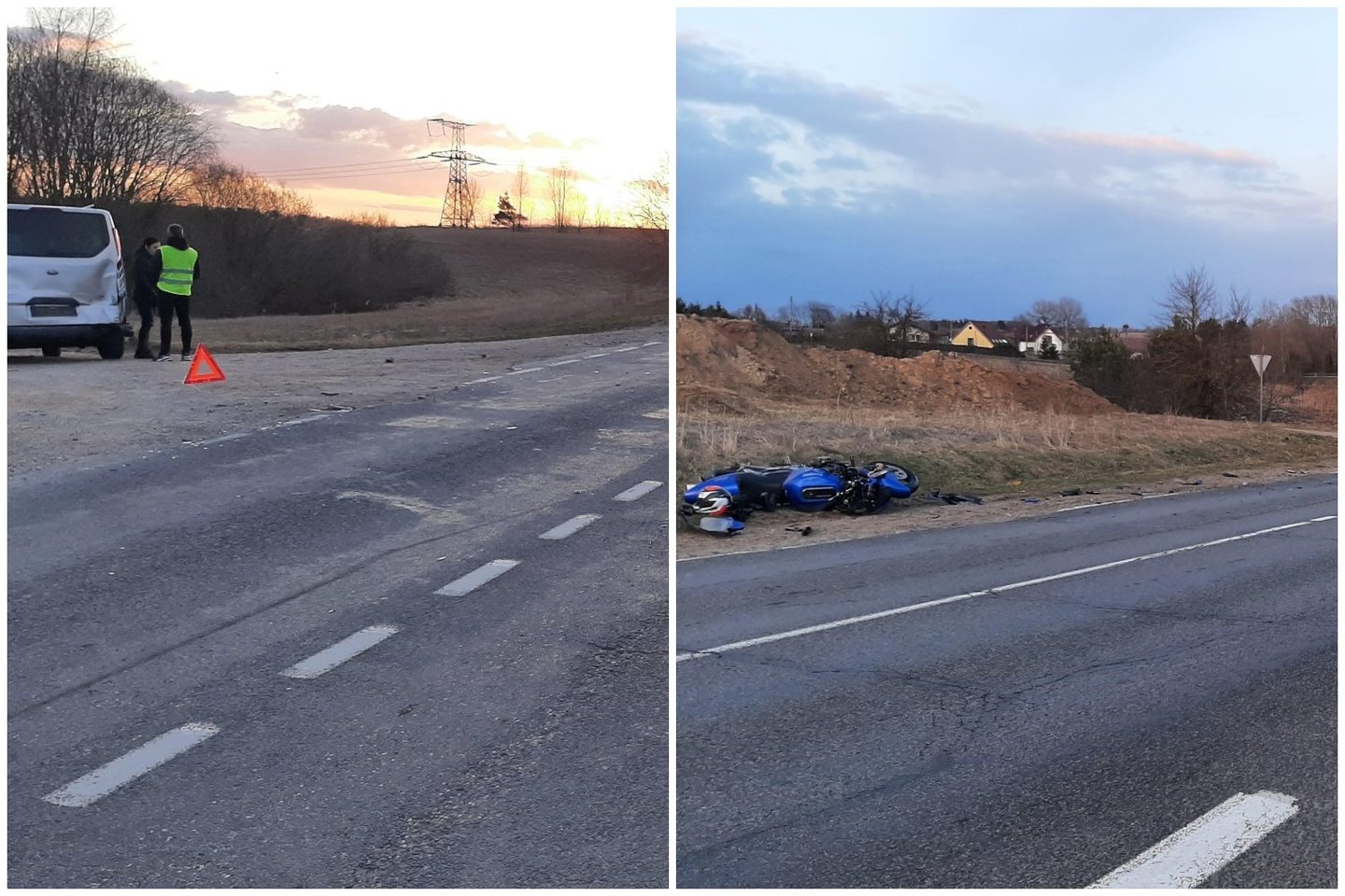 Greta Vilniaus per avariją susižalojo motociklininkas.<br> Vilniaus apskrities VPK nuotr.