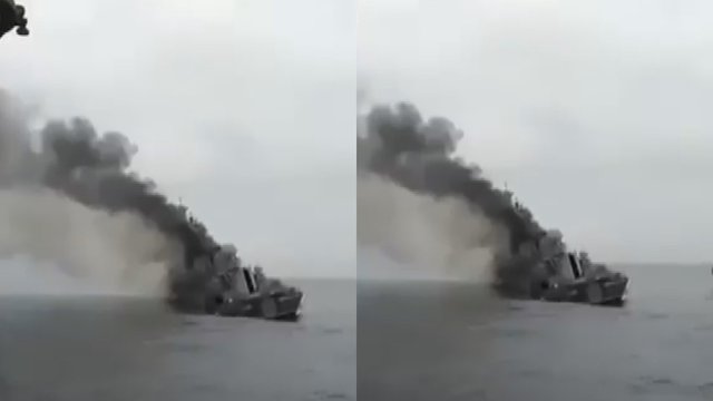 Pasidalijo paskutiniais skęstančio laivo vaizdais: spėjama – tai ukrainiečių pasiųstas rusų laivas „Moskva“
