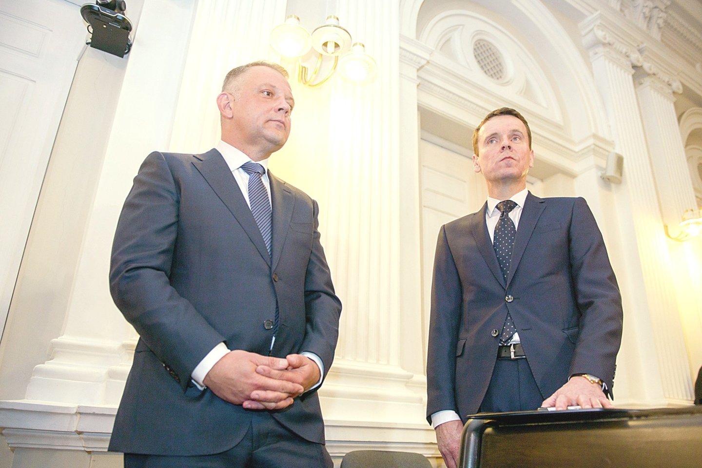 E.Masiulis (kairėje) ir R.Kurlianskis pagrindiniais bylos įtariamaisiais tapo 2016-aisiais, po to keletą metų buvo teisiami. Ir tai – dar ne pabaiga.<br>Nuotr. iš LR archyvo