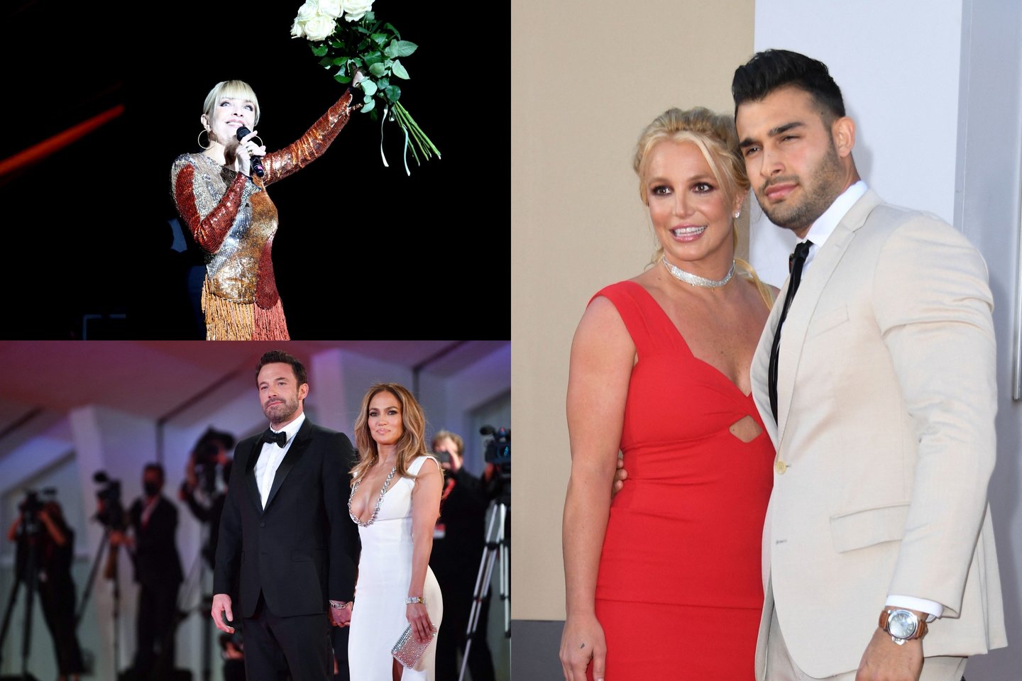 Laima Vaikulė, Jennifer Lopez ir Benas Affleckas. Britney Spears ir Samas Asghari.<br>lrytas.lt montažas.
