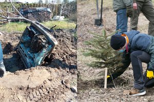 Sodinant eglutes rado užkastą automobilį: žemėse gulėjo nuo 1999 metų