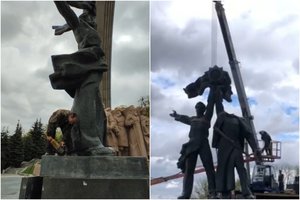 Kijeve griaunamas sovietinis paminklas Ukrainos ir Rusijos draugystei