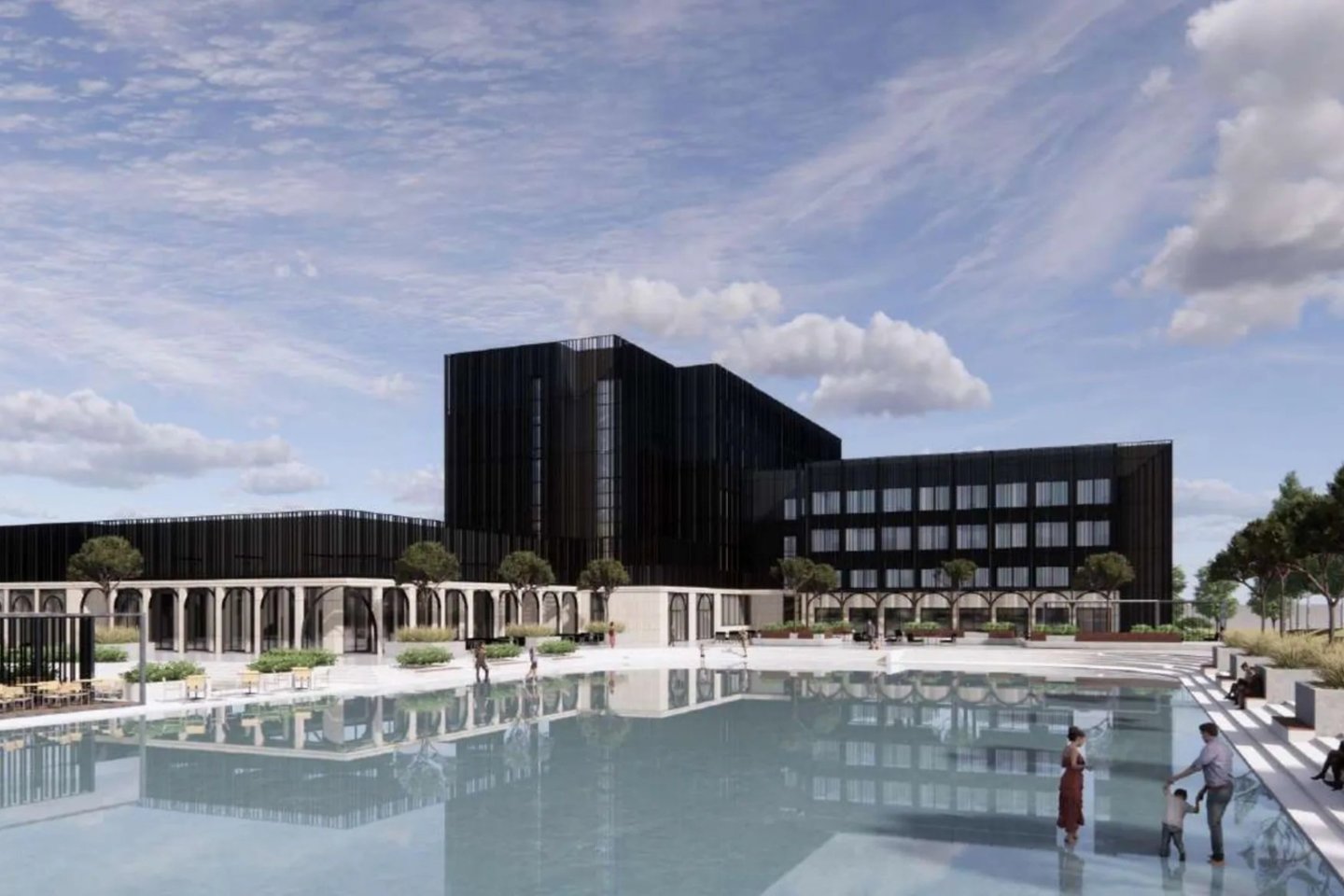 Vilniaus savivaldybės tinklalapyje viešajam svarstymui su visuomene pateikti projektiniai pasiūlymai, kuriuose pristatomas naujas, penkių aukštų viešbutis su SPA centru ir lauko baseinu.<br> Vizual.