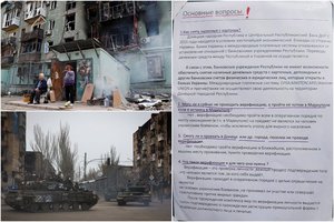 Įkalintas Ukrainos miestas: Mariupolio okupantai dalina skrajutes apie gyvenimo „rusiškame pasaulyje“ taisykles