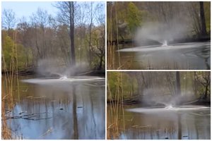 Lietuvoje užfiksavo itin retą gamtos reiškinį – „vandens velnią“