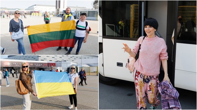 Į Turino areną palaikyti savo favoritų „Eurovizijoje“ suplūdo ir minia lietuvių: reiškė paramą Ukrainai