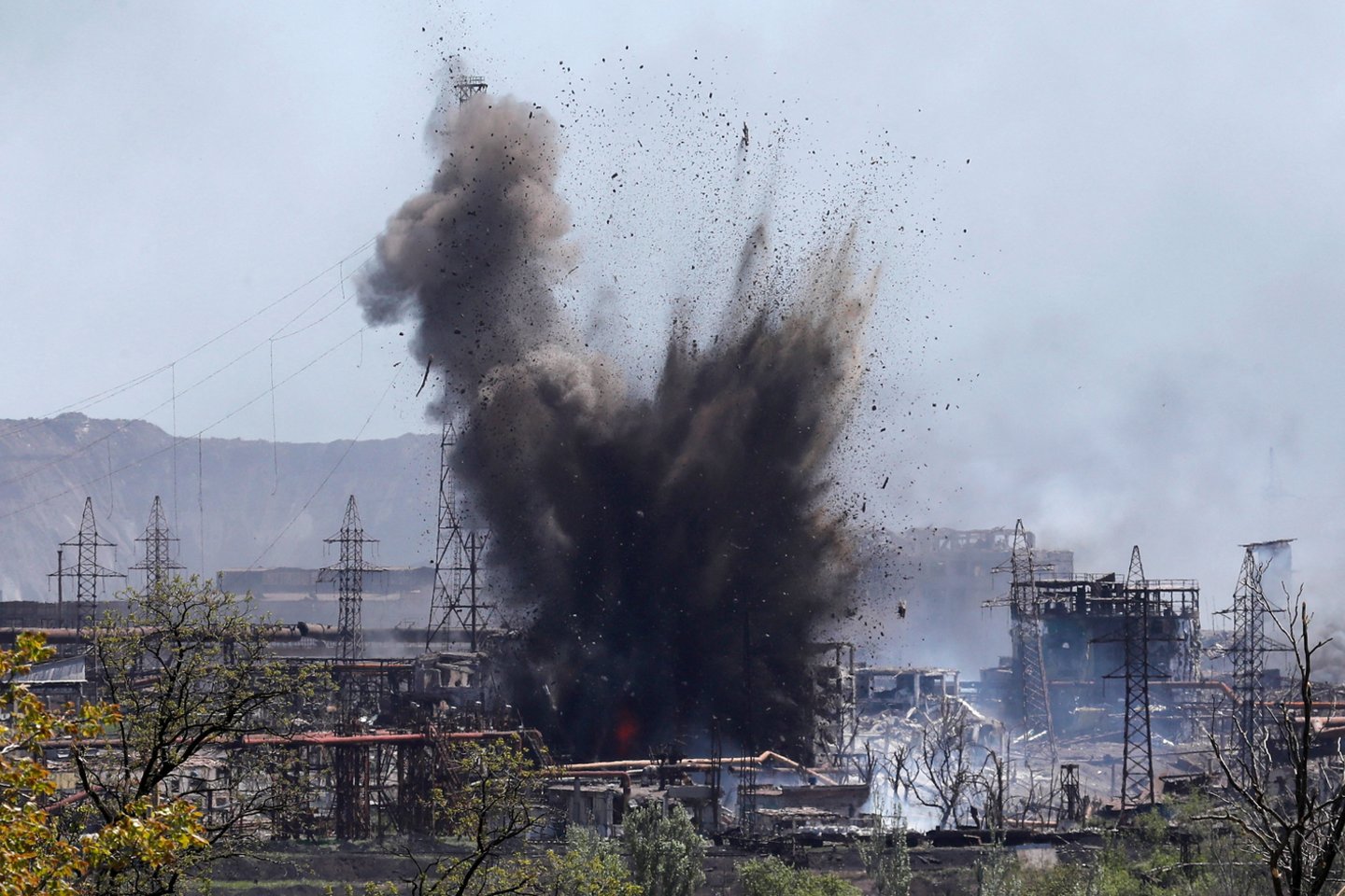 Karas Ukrainoje, „Azovstal“ gamykla Mariupolyje.<br>Reuters/Scanpix nuotr.