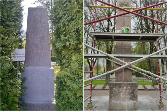 Sovietų karių kapinėse Biržuose pašalinta sovietinė simbolika, ideologizuoti užrašai