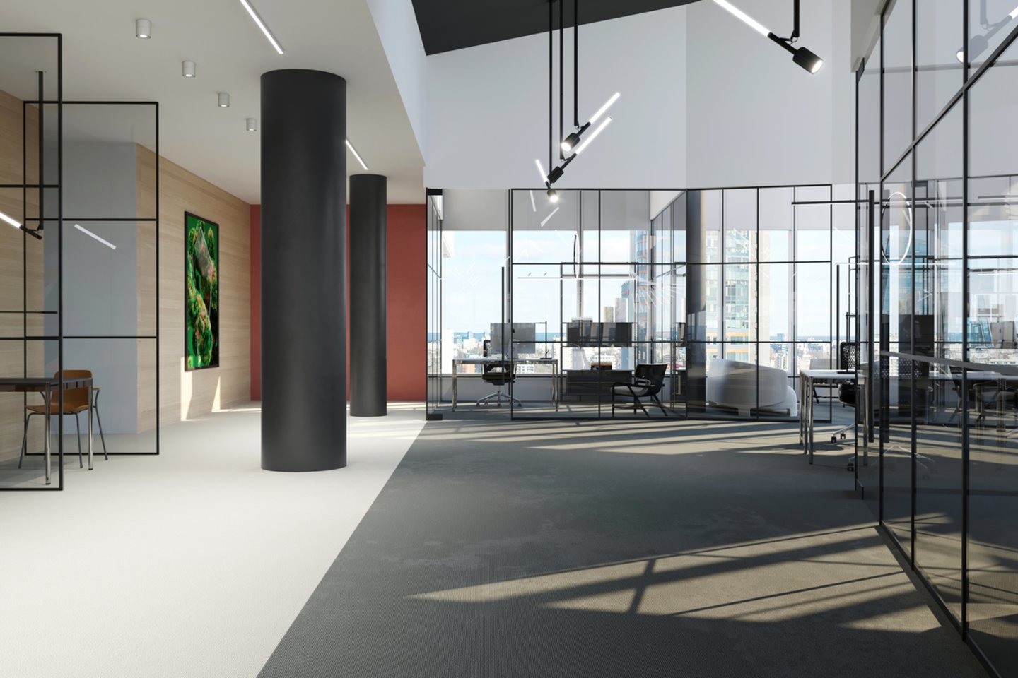 Verslo centro statybas planuojama užbaigti kitų metų rugsėjį tačiau pastate jau dabar išnuomota maždaug trečdalis (7 tūkst. kv. m) rinkai siūlomo biuro patalpų ploto.<br>„Studio Libeskind“ vizual.