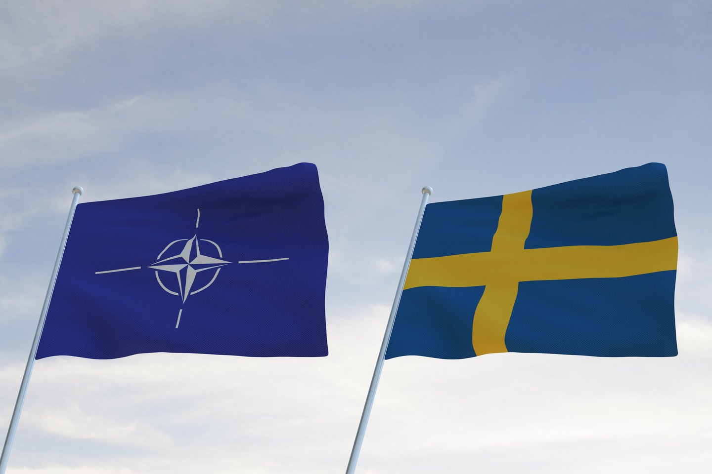 NATO ir Švedijos vėliavos.<br>123rf.com asociatyvi nuotr.