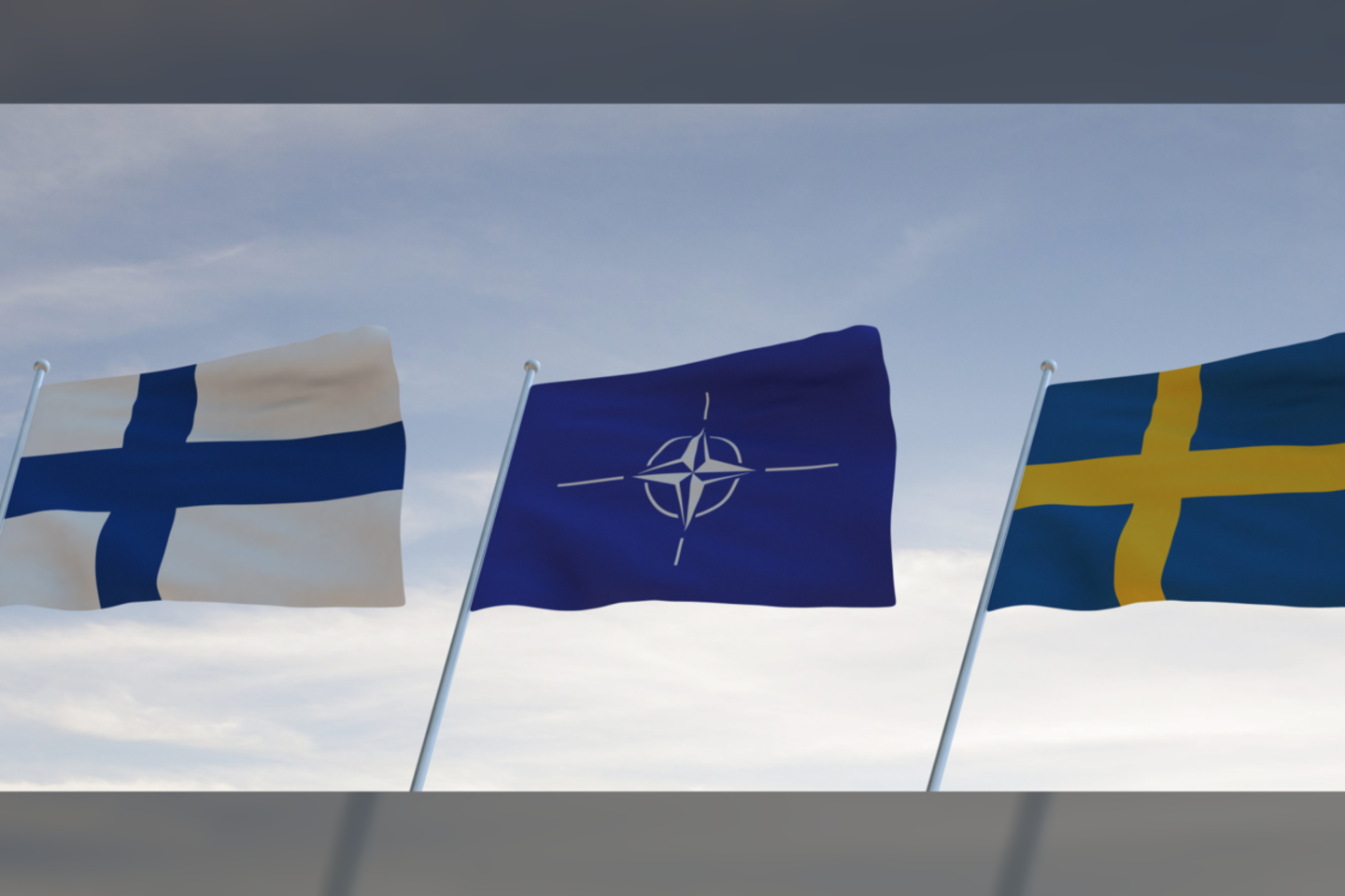 Suomijos, NATO bei Švedijos vėliavos.<br>123rf nuotr.