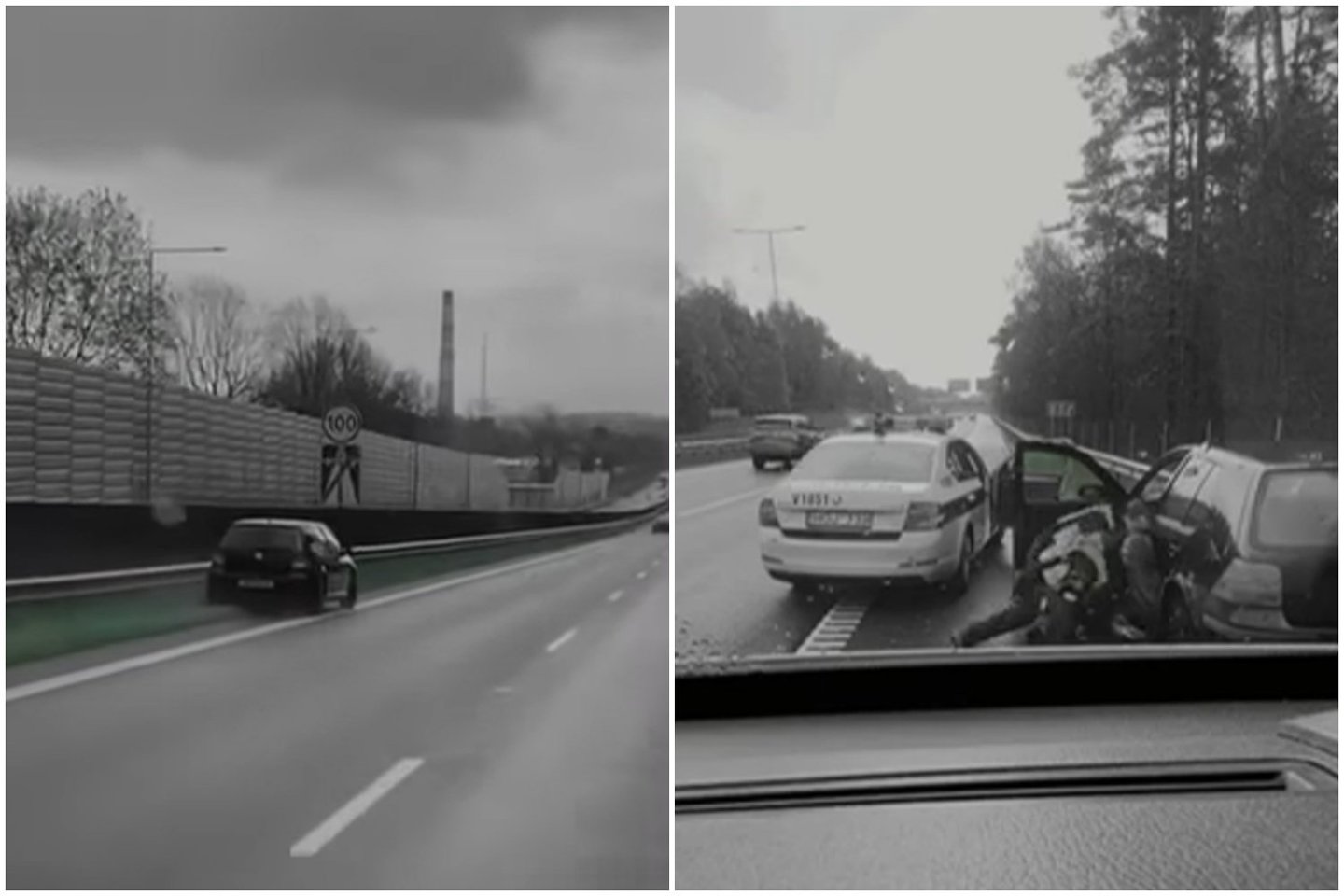  Vaikino kelionė link Vilniaus neliko nepastebėta – pavojingai manevruojantį vairuotoją sulaikė pareigūnai.<br> Facebook/Reidas TV/vaizdo įrašo STOP kadrai