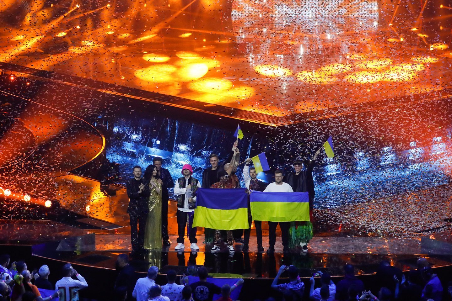  „Eurovizijos“ konkurse triumfavo žiūrovus užbūrusi „Kalush Orchestra“ grupė iš Ukrainos.<br> Reuters/Scanpix nuotr.