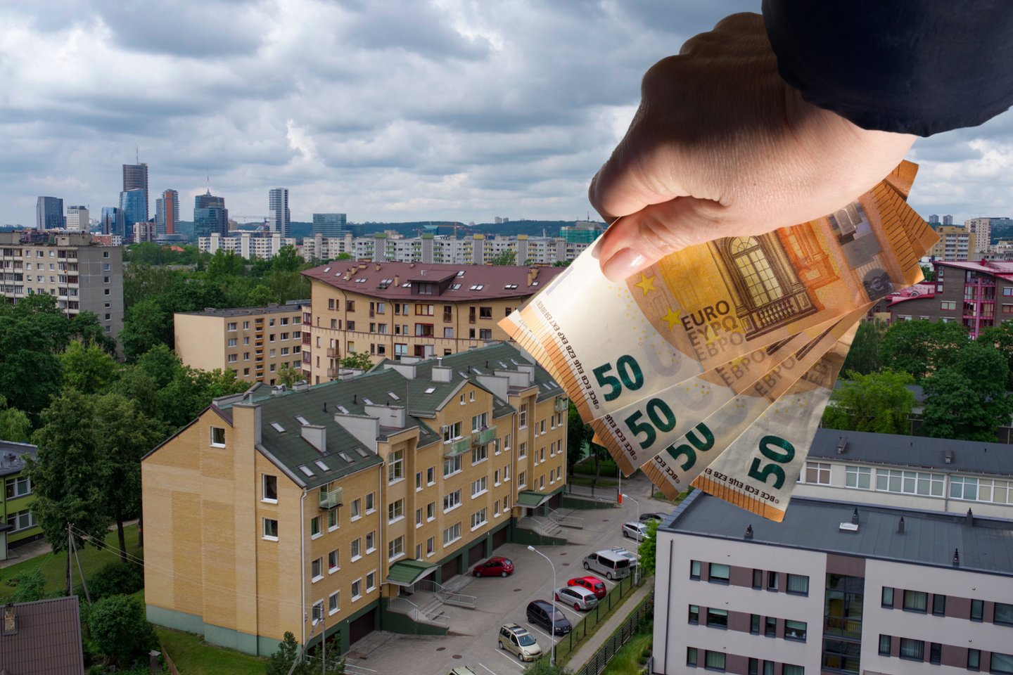 Vilniuje išsinuomoti būstą darosi vis sunkiau, o ir įsigyti jį su paskola gali ne visi, mat sukaupti pradinį įnašą sudėtinga.<br>Lrytas.lt fotomontažas.