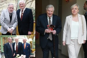 Buvęs prezidentas Valdas Adamkus su bičiuliais ir politikais brangiu apdovanojimu pasidžiaugė restorane 