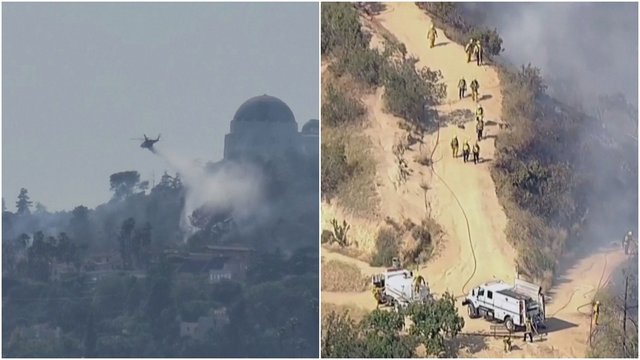 Aplink legendinę Los Andželo observatoriją kilo gaisras: ugniagesiams pavyko greitai sutramdyti ugnį