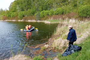 Dėl tvenkinyje plūduriuojančios kritusios gulbės ant kojų sukeltos specialiosios tarnybos