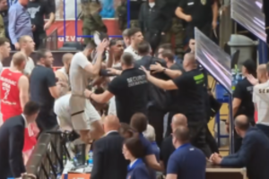 Aistros Belgrado krepšinio milžinų derbyje: skriejo daiktai, į peštynes su sirgaliais įsivėlė ir žaidėjai
