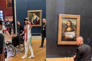 Išpuolis prieš garsiausią pasaulio šypseną: į paveikslą „Mona Liza“ Luvre sviestas tortas